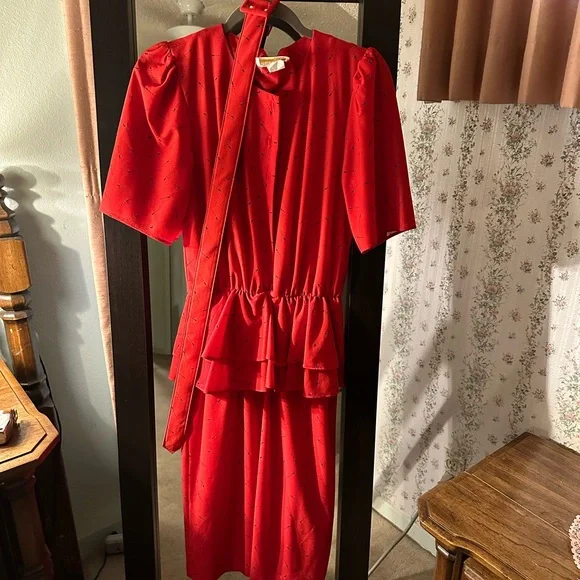 Karat Club Dresses | Vintage Karat Club Red Peplum Dress | Color: Black/Red | Size: S | Annameghan01'S Closet